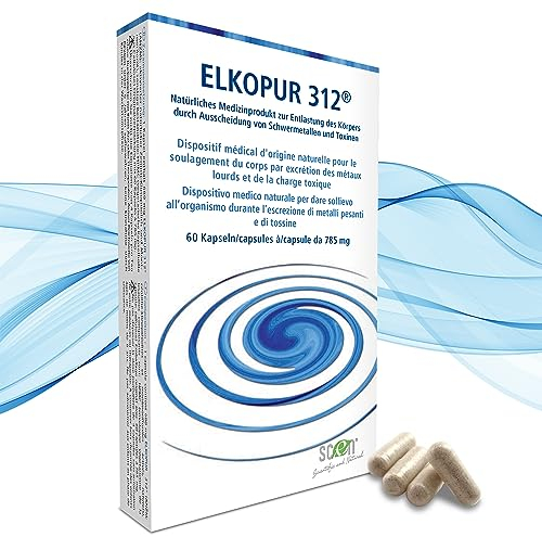 SCEN Elkopur312 - Zeolite Pura Attivata - 60 Capsule - 30 Giorni Di Trattamento Detox, Dispositivo Medico Classe 2A, Fiscalmente Detraibile,