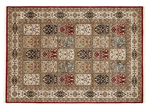Mein Teppichmarkt Teppichträume werden wahr! BADOHI BAKTHYARI handgeknüpfter Orientteppich Naturfaser Kurzflor hochwertige Qualität in Multicolor Grau Braun Größe: 80x300 cm Diele, Esszimmer, Flu