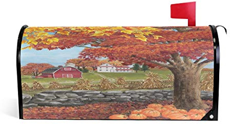 Fall Happy Thanksgiving Welcome Magnetische Briefkasten-Abdeckung Wraps, Kürbis-Herbstbäume Standardgröße Makover MailWrap Garten Home Decor