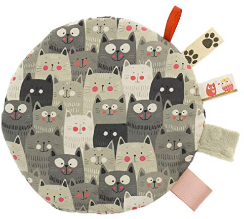 Kirschkernkissen Kinder-Wärmekissen Wärmflasche rund Trockenes Thermo-Kissen gefüllt mit Kirschsamen Sensorisches Spielzeug -zweiseitiges Motiv! Emoticon Graue Katzen [088]