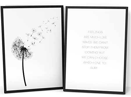Papierschmiede® Spruch Poster 2er Set 30x40 cm, Motiv: Pusteblume, Typografie Bilder Wohnzimmer Schlafzimmer ohne Rahmen