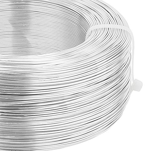 BENECREAT 20 Gauge (0.8mm) Silber Aluminiumdraht 984Fuß (300m) Biegbarer Metallformdraht für die Herstellung von Perlenschmuck