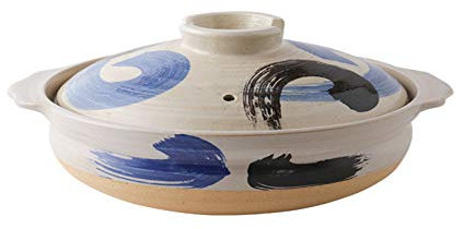 Cutfouwe Donabe Japanese Casserole Pot Heat Resistant Ceramic Casserole with Lid Clay Rice Cooker Pot Casserole Clay Pot Slow Stew Saucepan Health Saucepan,C,0.8L
