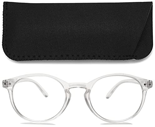 MAGIMODAC Damen Computer Lesebrille Blaulichfilter Leicht Rund Oval Lesebrillen Computerbrille mit Sehstärke Lesehilfe Sehhilfe(Transparent, 2.50)
