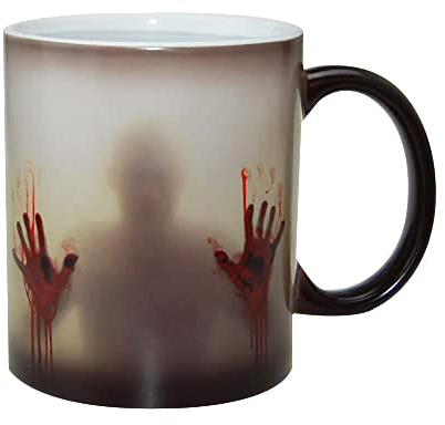 Baymate Keramik Tasse mit Thermoeffekt Halloween Deko Horrorgeschichte Walking Dead Magische Becher Farbwechsel Tasse Kaffeetasse