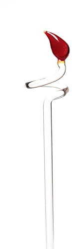 Orchideenhalter/stab Zipfelspitze aus Glas (längenverstellbar) (rot)