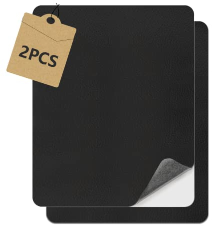 Leder Reparatur Kit, 2er Kunstleder Reparaturset Lederflicken Selbstklebend Schwarz, Kunstleder Selbstklebend für Sofas, Autositze, Möbel Leder Reparatur und Renovierung