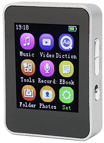 Sorandy Tragbarer MP3-/MP4-Player mit UKW-Radio, 1,8-Zoll-LCD-Bildschirm, -USB-Anschluss, 128 GBTFT-Karte mit Maximaler Unterstützung Zum Laufen(Silber 16GB)