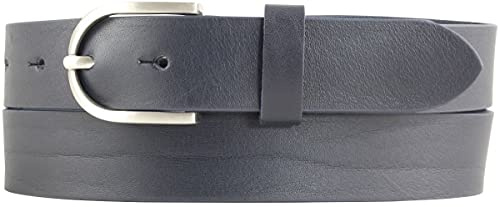 BELTINGER Damen-Gürtel aus Vollrindleder 3 cm | Leder-Gürtel für Damen 30mm | Chino-Gürtel mit runder Gürtelschließe | Marine 95cm