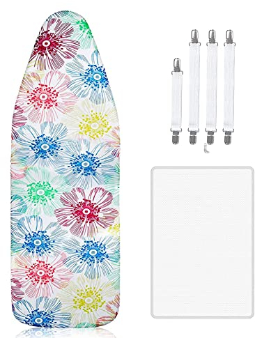Newthinking Ironing Board Cover, Elastic Edge Scorch Resistant Padding Ironing Board Covers, Fit 18 x 49 inch Ironing Board, Include 4 Fasteners and Protective Scorch Mesh Cloth