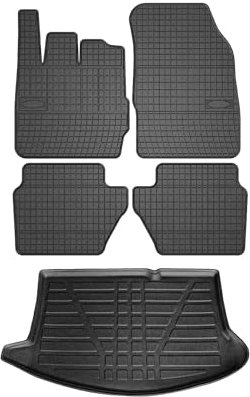 OMAC Fußmatten & Kofferraumwanne Set kompatibel mit Ford Fiesta Schrägheck 2008-2017 Gummi 5X