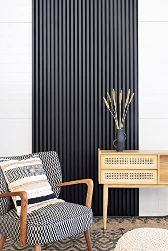 Leiste24 Akustikpaneel - Lamellenverkleidung - Wandverkleidung - 2600 x 400 mm - Akustikfilz Schwarz - Lamellendekor Schwarz