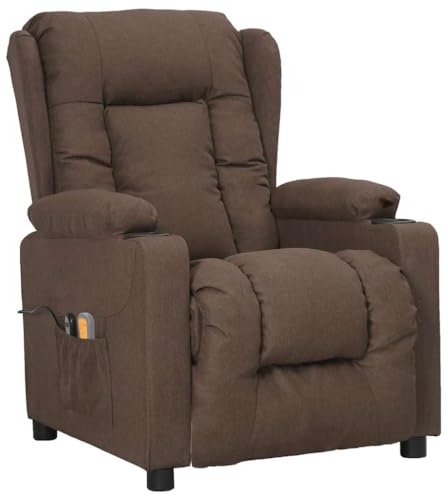 vidaXL Massagesessel, Sessel mit Heizung Verstellbar Elektrisch, Relaxsessel mit Liegefunktion Vibrationsfunktion, Ohrensessel Fernsehsessel, Taupe Stoff
