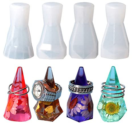 Set di 4 stampi per anelli in resina, per resina epossidica, per anelli in resina conica, per anelli fai da te, decorazioni per la casa, regalo di nozze