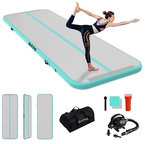 Aufblasbare Tumbling Matte,Air Matte Tumble Track Turnmatte Gymnastikmatte mit Luftpumpe für Zuhauseg/Taumel/Cheerleading/Wasser