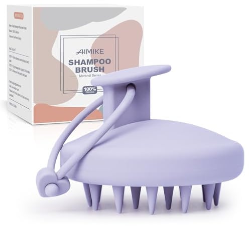 AIMIKE Kopfhaut Massagebürste Shampoo Bürste, 100% Silikon Kopfmassage Bürste, Haarmassagebürsten für Peeling, Ohne Schuppen, Stimuliert das Haarwachstum, Nasstrockener Haar Massagebürste,Lila Violett