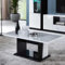 Table basse Laque blanc et noir brillant - LASINA - L 120 x l 60 x H 45 cm