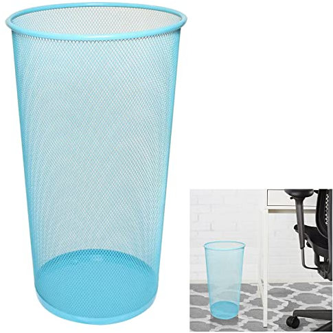 ARA CHOICE Colorful Large Metal Waste Paper Rubbish Mesh Bin Dustbin Office Bedroom Desk Litter and easy to use Recycling Bin for Home Multi Colour (Light BLue)