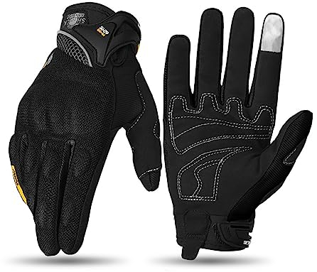 OLYSPM Motorrad Handschuhe Herr,Motorradhandschuhe Herren mit Touchscreen,Eingebautem Faustknochenschutz,Moped Handschuhe mit Rutschfestem,Atmungsaktivem für Radfahren,Motocross,Klettern