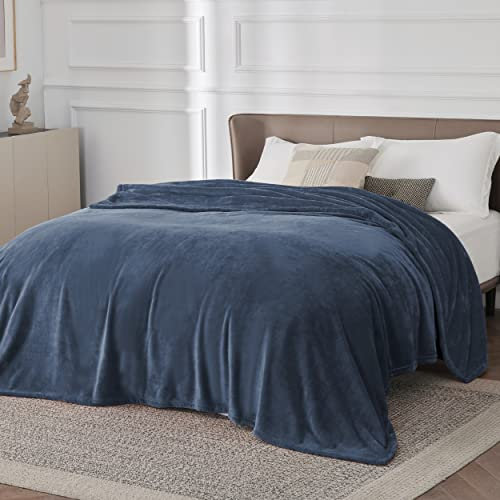 Bedsure Plaid Couverture Polaire Douillette - Plaid Polaire Douce et Chaude 220 x 240 cm, Couverture de Canapé Lit 2 Personnes, Grand Jeté de Canapé en Flanelle, Gris Bleu