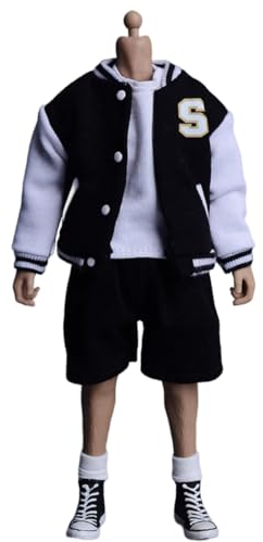 HiPlay 1/12 Scale Figure Doll Clothes: Black Baseball Coat for 6-inch Collectible Action Figure (Black)