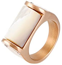 KnSam Eheringe Edelstahl, Siegelring Ring Damen Verlobungsring mit Zirkonia, Ring Rose Gold, Gr.52 (16.6)