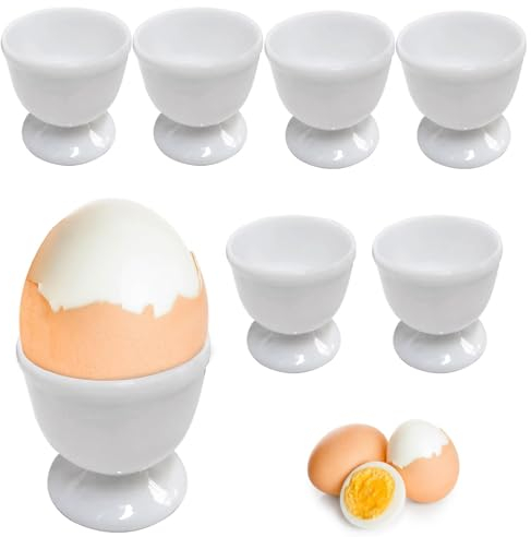 6 Stück Eierbecher set runde Eierbecher 4,8 x 4,9 cm für das Frühstücksei beim Brunch & Buffet(Weiß)