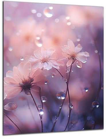 DARO Design - Wand-Bild 6mm HDF 84x56 cm lila Blumen - Wand-Deko Bilder Wohnzimmer