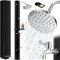 KESSER® Solardusche 60 Liter Solar Gartendusche inkl. Metall-Duschablage & Schutzhaube | warmes Wasser | max. 60°C | ohne Stromanschluss | Pooldusche Camping| Regenduschkopf und Wasserhahn | Schwarz
