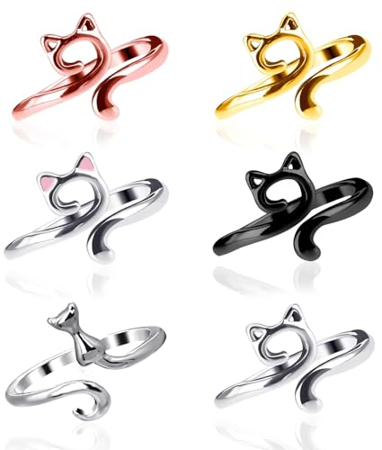 WUSANNA HäKelring 6pcs Crochet Ring Verstellbare Strickschlaufe,Strickring Finger,HäKelschlaufe Aus Metall,Anwendbar Auf HäKelringe Finger,Crochet Ring,Geeignet FüR Damen-Handstrickarbeiten