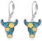 POPLYKE Sterling Silber Western West Türkis Kuh Ohrringe Sonnenblume Tropfen Ohrringe Cowgirl Boho Schmuck für Frauen