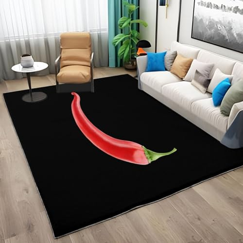 Teppich läufer Flur Chili 160x230 cm Küchenläufer Waschbar Weiche rutschfest Lange Korridor Teppich für Wohnzimmer Schlafzimmer Büro Küche Esszimmer - Schwarz