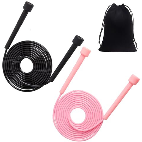 AYNKH 2 pack de corde à sauter réglable avec sac de rangement, corde à sauter de vitesse mince avec poignée antidérapante, idéal pour l'entraînement à domicile Body Fitness fat burning Training Game