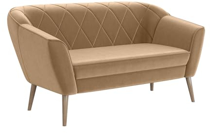 MEBLINI Mini Sofa 2-Sitzer für Wohnzimmer - Mini Lounge für Zwei Personen - Küchensofa - Sofa Klein - Gisela - 2 - Beige Samt