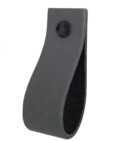 Handles and more - 8 x Ledergriffe für Möbel - Dunkelgrau - Größe M 19 cm - inkl. 3 Schraubenfarben - Schrankgriffe Leder - Türgriffe Leder - Ledergriffe für Schuhschrank & Schublade - Lederschlaufen