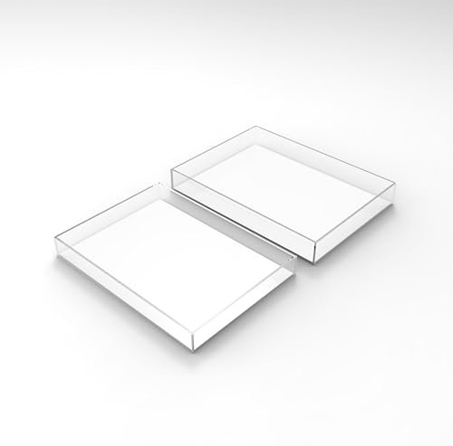 Bandejas de servir de acrílico transparente con asas (lote de 2) – Bandeja de plástico – Bandeja para joyas, llave, cocina, cuarto de baño, cosmética (transparente)