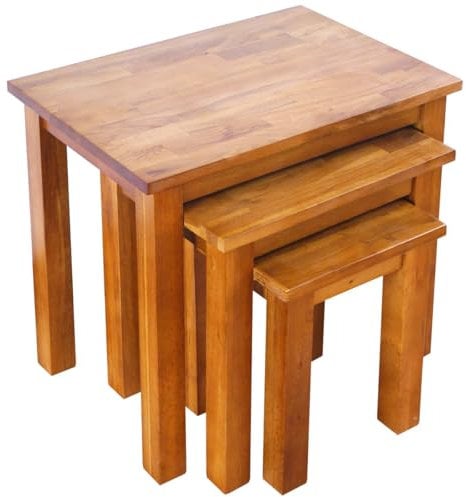 Aurotrice Eiche Beistelltische, stapelbar, 3 Tische, Couchtisch, massiv