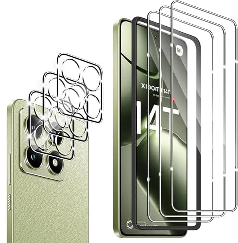 Wayneer Vetro Temperato per Xiaomi Mi 14T, [3+3 Pezzi] Vetro Protettivo Pellicola Fotocamera, Anti Graffio Durezza 9H Protezione Schermo Pellicola Protettiva