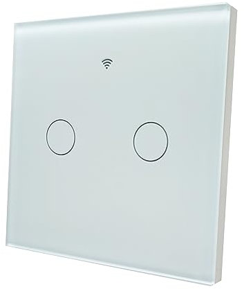 LED ATOMANT Pack 2x Interruptor de Cristal Inteligente Wifi 2 Vias, Pulsador de pared, Control Mediante APP Smart Life, Compatible con Google Assistant y Alexa, Pulsador Tactil Iluminacion