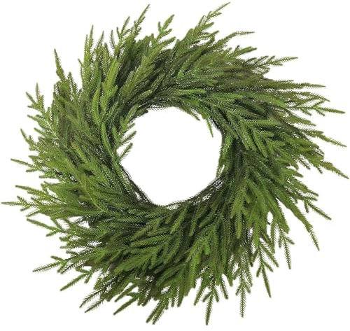 Guirnalda de Navidad – Suministros decorativos realistas para chimenea de Navidad | Corona de abeto verde Norfolk | Suministros decorativos de chimenea de Navidad artificial para mantel, barandilla de
