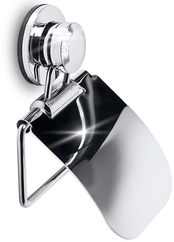 WC-Papierhalter, Saugnapfhaken, ohne Bohren, Kratzfeste Chromoberfläche, einfache Montage, inklusive Abdeckung, pflegeleicht, Chrom