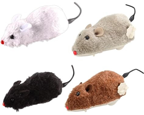 4 Piezas Ratones De Juguete para Gatos De Cuerda, Ratones Interactivos para Gatos, Juguetes para Gatos con Movimiento Ratones,Juguetes para Perros Juguete De Rata Mecánica Juguete De Cuerda Mascota
