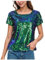 Damen Kurzarm Rundhals Glitzer Pailletten Tank Top Elegant Glänzendes Bluse Party Cocktail Oberteil Pailletten Oberteil Neckholder Bluse Elegant Rundhals Shirt Party Festlich Club Tops Pailletten