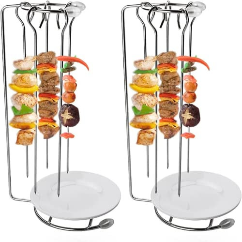 brochetas,Estante Colgante de Acero Inoxidable,Soporte Vertical para Pinchos de Barbacoa,Pinchos Barbacoa Acero Inoxidable con Soporte para,24 cm de Largo,adecuadas para Fiestas de Barbacoa