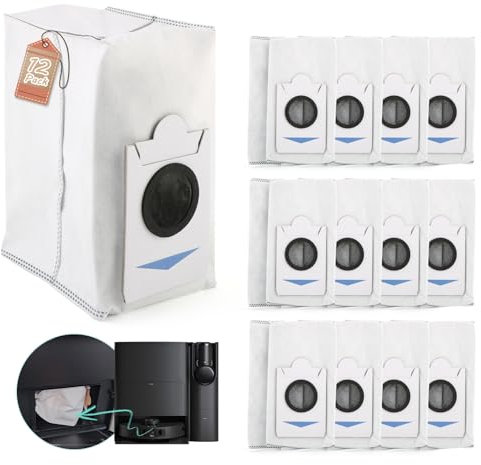 RongZy 12 Pezzi Sacchetti per la Polvere di Ricambio per Ecovacs Deebot T30S Combo Complete Sacchetti per la Polvere per Ecovacs Deebot T30S Combo /X2 Combo Robot Aspirapolvere Accessori(3L)