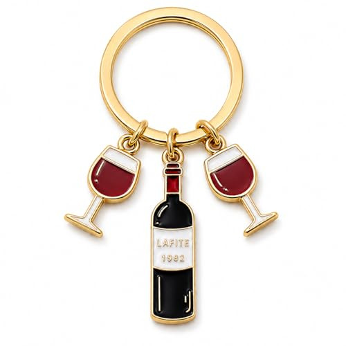 Porte-clés verre à vin émaillé accessoires œnophiles cadeaux originaux clés voiture