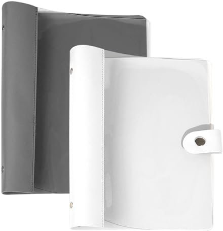Gsrhzd Raccoglitore Ad Anelli A5, 2 Pezzi Quaderno Ad Anelli A5, Impermeabile Raccoglitore Anelli (Carta Interna Non Inclusa), Agenda Ricaricabile, Per Ufficio Scuola E Viaggi Lavoro(Bianco, Grigio)