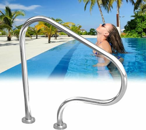 LASDERTV Pasamanos para Escalera de Piscina enterrada, Barra de Agarre para Escalera de Piscina, barandilla de Piscina de Acero Inoxidable 304 con Accesorios de Montaje completos