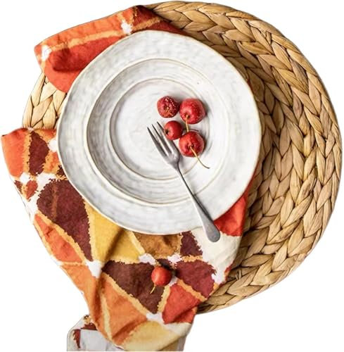 Dudoplatz 12er Set 35cm Runde, handgefertigte Platzsets aus Wasserhyazinthe-Seegras: Hochwertig geflochtene, hitzebeständige und rutschfeste，Natürliche Tischsets (Wasserhyazinthe,12 Stück)