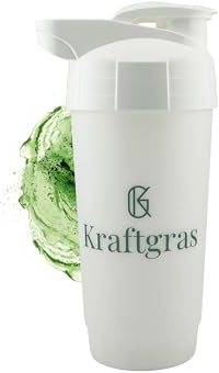 Kraftgras Shaker – Klumpfrei & ohne Sieb – BPA-frei, geruchsneutral, recycelbar – Modernes Design, kratzfest & waschbar – Shaker Fitness (Weiß, 750, Milliliter)